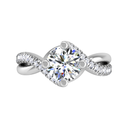 14K White Gold Round Diamond Engagement Ring (Semi-Mount)