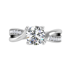 14K White Gold Round Diamond Engagement Ring (Semi-Mount)