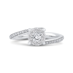 14K White Gold Round Diamond Bypass Engagement Ring