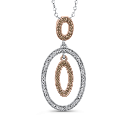 10K White & Rose Gold 1/4 Ct Brown and White Diamond Fashion Pendant with Chain