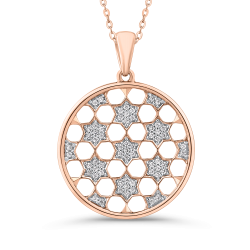 10K Rose Gold 1/4 Ct Diamond Circle Pendant with Chain
