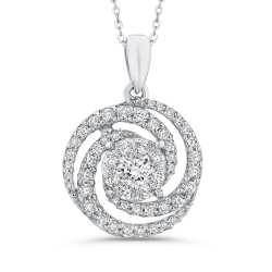 10K White Gold 3/4 Ct Diamond Fashion Pendant with Chain