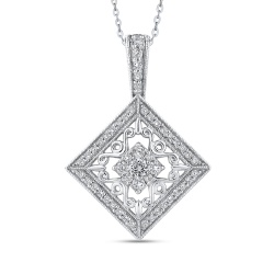 10K White Gold 1/2 Ct Diamond Fashion Pendant with Chain