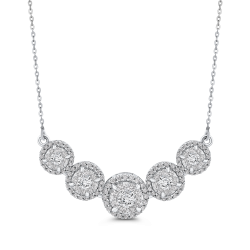 10K White Gold 1.31 ct Round Diamond Fashion Pendant with Chain
