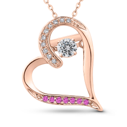 10K Rose Gold .06 Ct Diamond with 1/5 Ct Pink Sapphire Fashion Pendant with Chain