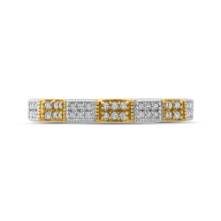 14K Two Tone Gold Round Diamond Half-Eternity Wedding Band