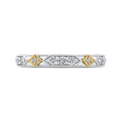 14K Two Tone Gold Round Diamond Wedding Band