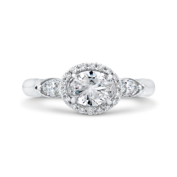 14K White Gold Oval Diamond Halo Engagement Ring