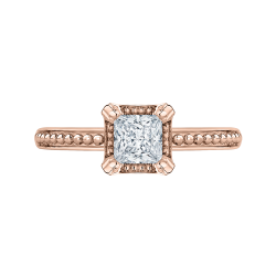 14K Rose Gold Princess Diamond Solitaire Engament Ring