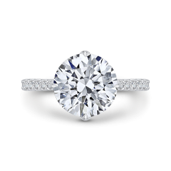 Round Diamond Engagement Ring In 18K White Gold (Semi-Mount)