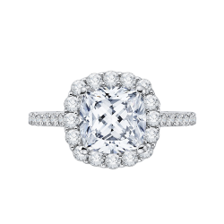 18k White Gold Cushion Diamond Halo Engagement Ring (Semi-Mount)