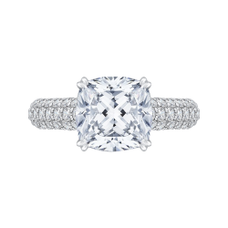 Cushion Diamond Engagement Ring In 18K White Gold (Semi-Mount)