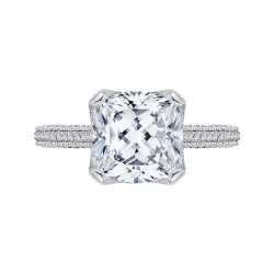 Cushion Cut Diamond Engagement Ring In 18K White Gold (Semi-Mount)