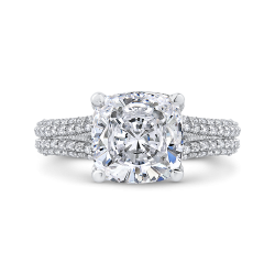 14K White Gold Cushion Diamond Engagement Ring (Semi-Mount)