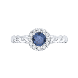 14K White Gold 3/4 ct. Center Blue Diamond Engagement Ring