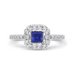 10K White Gold 3/8 Ct Diamond with 3/8 Ct Sapphire Fashion Ring