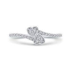 1/5 ct Diamond 10K White Gold Bypass Heart Fashion Ring