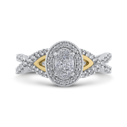 10K Two Tone Gold 1/2 ct Round White Diamond Fashion Ring