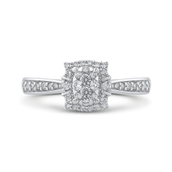 10K White Gold Round 1/3 ct White Diamond Fashion Cluster Ring