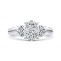 10K White Gold 1/2 ct Round Diamond Cluster Fashion Ring