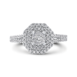 10K White Gold Round 5/8 ct Diamond Fashion Ring