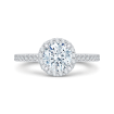 14K White Gold Round Cut Diamond Halo Engagement Ring with Euro Shank (Semi-Mount)
