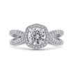 Platinum Round Cut Diamond Halo Engagement Ring (Semi-Mount)
