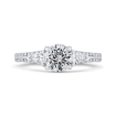 14K White Gold Round Diamond Three-Stone Plus Engagement Ring with Euro Shank (Semi-Mount)