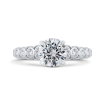 14K White Gold Bezel Set Round Diamond Engagement Ring with Milgrain (Semi-Mount)
