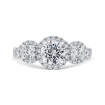 14K White Gold Round Diamond Three Halo Engagement Ring with Round Shank (Semi-Mount)