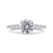 14K White Gold Round Diamond Engagement Ring with Milgrain (Semi-Mount)