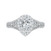 Pear Diamond Halo Engagement Ring In 14K White Gold with Split Shank (Semi-Mount)