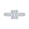 14K White Gold Euro Shank Emerald Diamond Cathedral Style Engagement Ring (Semi-Mount)