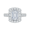 14K White Gold Emerald Diamond Halo Engagement Ring (Semi-Mount)