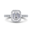 Platinum Emerald Cut Diamond Halo Engagement Ring (Semi-Mount)