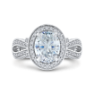 Oval Cut Diamond Halo Engagement Ring In Platinum (Semi-Mount)