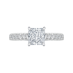 14K White Gold Princess Cut Diamond Cathedral Style Engagement Ring (Semi-Mount)