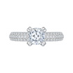 14K White Gold Cushion Cut Diamond Cathedral Style Engagement Ring with Euro Shank (Semi-Mount)