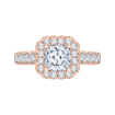 14K Rose Gold Cushion Cut Diamond Halo Engagement Ring (Semi-Mount)