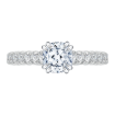 14K White Gold Cushion Diamond Cathedral Style Engagement Ring with Euro Shank (Semi-Mount)