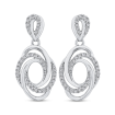 10K White Gold 1/3 ct Round Diamond Swirl Fashion Earrings