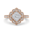 14K Two-Tone Gold Round Cut Diamond Flower Shape Engagement Ring