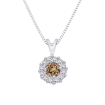 10K White Gold, Brown and White Diamond Fashion Pendant with Chain (1/3 cttw)