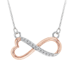 Heart Shaped Infinity Diamond Pendant with Chain in 10K Two Tone Gold (0.05 cttw)