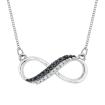 Two Row Infinity Black and White Diamond Pendant with Chain in Sterling Silver (0.07 cttw)