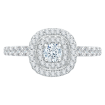 Double Halo Round Cut Diamond Engagement Ring In 14K White Gold