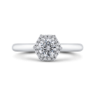 Platinum Round Diamond Hexagon Shape Halo Engagement Ring