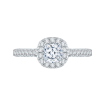 14K White Gold Cushion Cut Diamond Halo Engagement Ring