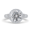 18K White Gold Round Cut Diamond Halo Engagement Ring Split Shank  (Semi-Mount)
