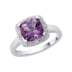 Cushion Cut 2 3/8 ct. Amethyst and Diamond Halo Ring in Sterling Silver (0.05 cttw)